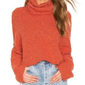 Free People Rust/Orange Big Easy Cowl Neck Sweater